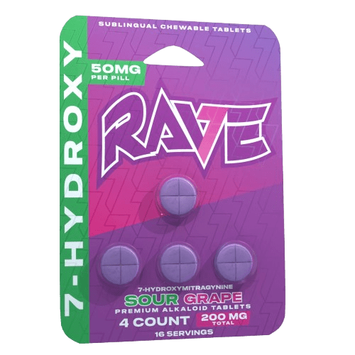 *Rave 7OH Sour Grape 50mg Tablets (4ct)* *Rave 7OH Sour Grape 50mg Tablets (4ct)*