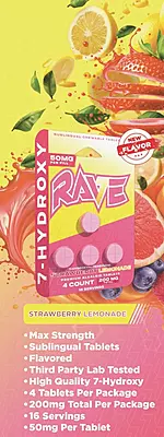 *Rave 7oh Strawberry Lemonade 50mg Tablets*